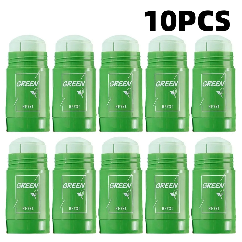 Green Tea Eggplant Solid Mask Deep Cleansing Oil Control Balance Antioxidan Shrink Pores Remove Blackheads Refreshing Mud Mask