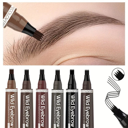 6 farben 1pc Augenbraue Stift Wasserdicht 4 Split Spitze Augenbrauen Stift Augenbraue Tattoo Stift Wasserdichte Flüssigkeit Schwarz Augenbraue make-up Bleistift