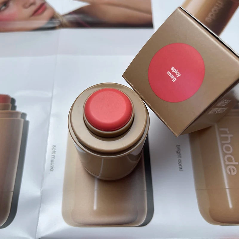 3-in-1Blush Stick Lasting Brightens Facial Cheek Stick Moisturizing Flash Lip Gloss Makeup Lip Gloss Face Rouge