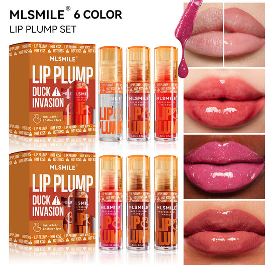 MLSMILE 3pcs Duck Mouth Fruit Fragrance Lip Oil Moisturizing Mirror Gloss Lip Gloss Beep Lip Glaze Set