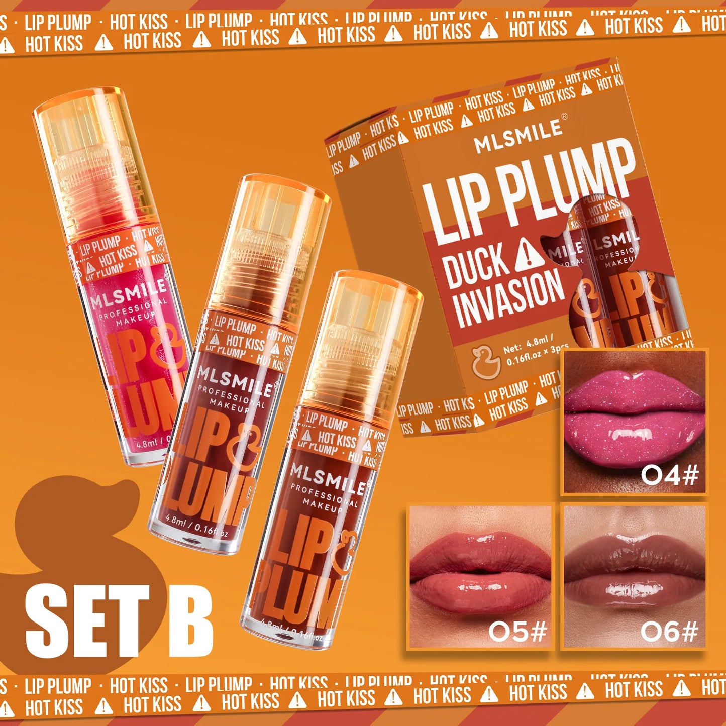 MLSMILE 3pcs Duck Mouth Fruit Fragrance Lip Oil Moisturizing Mirror Gloss Lip Gloss Beep Lip Glaze Set