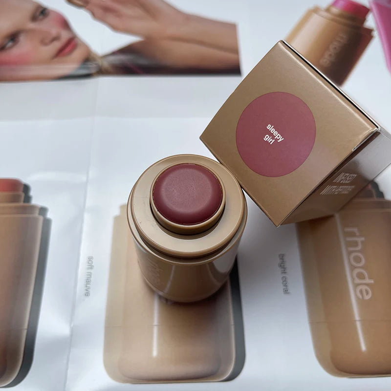 3-in-1Blush Stick Lasting Brightens Facial Cheek Stick Moisturizing Flash Lip Gloss Makeup Lip Gloss Face Rouge